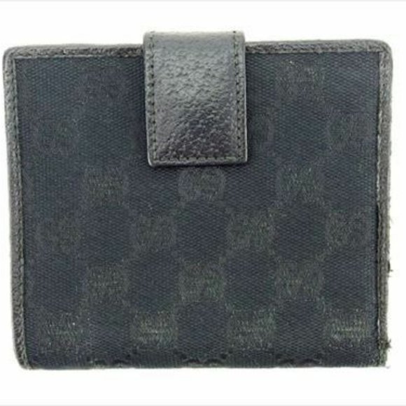 Gucci Wallet Purse Glogos Black Canvas Leather Woman unisex Authentic Used C3345 - Picture 5 of 9